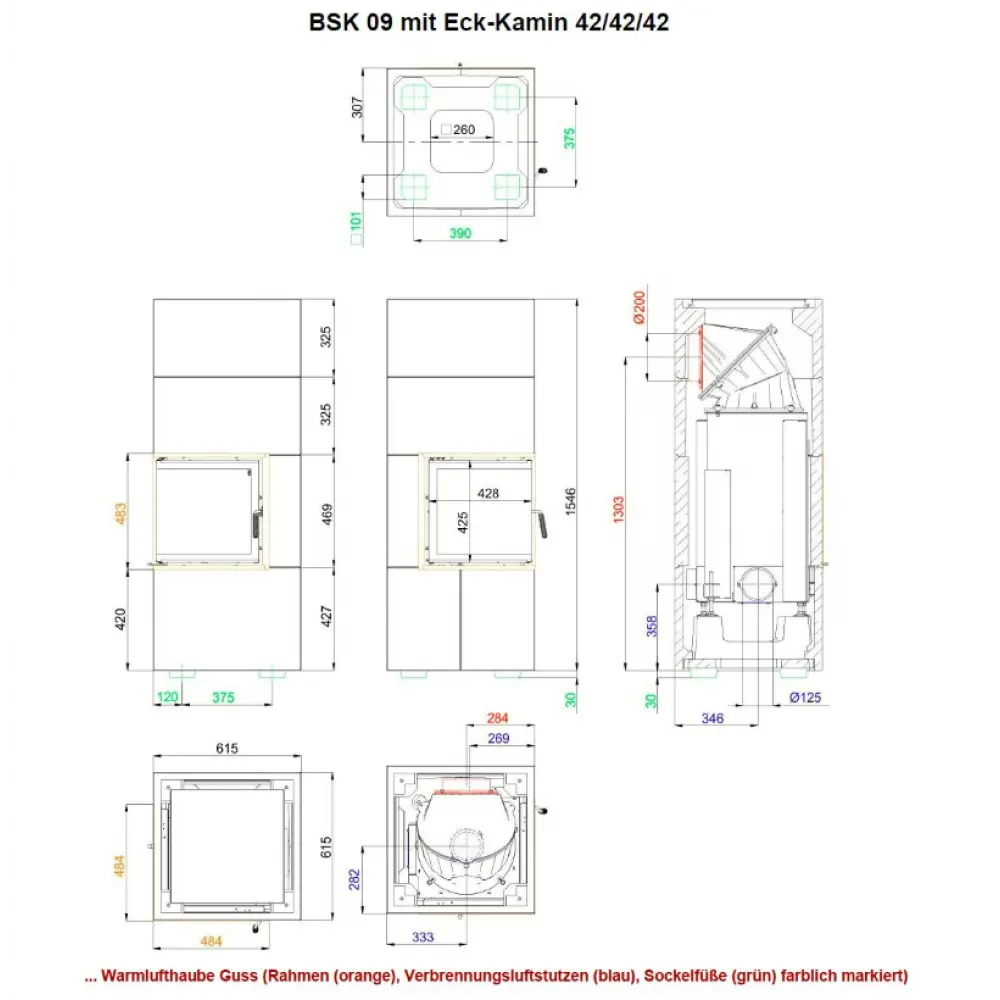 Камін кутовий Brunner BSK 09 Eck (42/42/42)