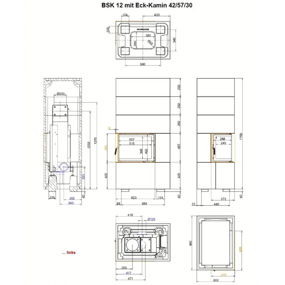 Камин угловой Brunner BSK 12 Eck (42/57/30)
