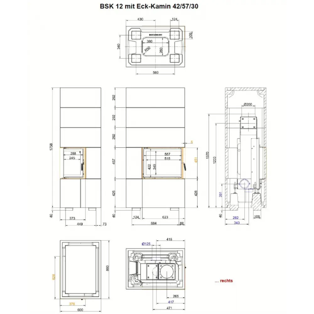 Камин угловой Brunner BSK 12 Eck (42/57/30)
