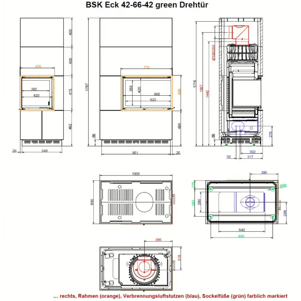 Камин угловой Brunner BSK Eck-Kamin 42-66-42 DT