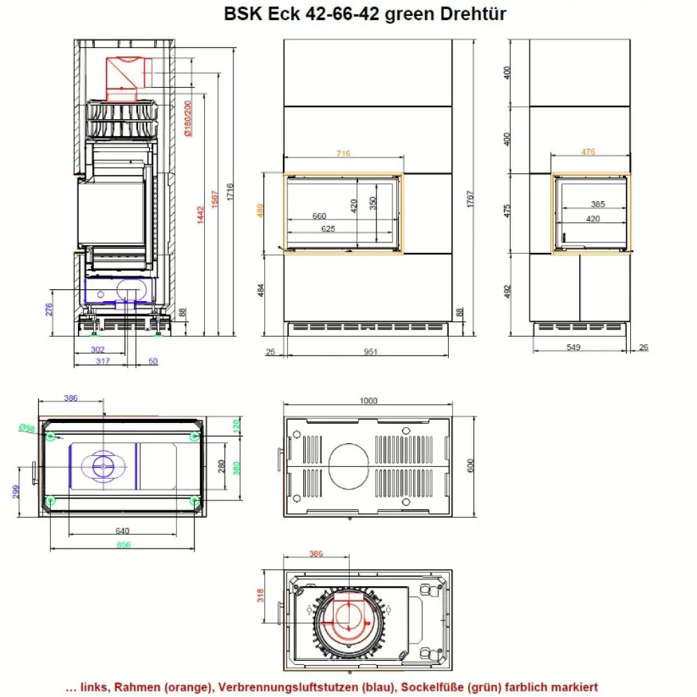 Камин угловой Brunner BSK Eck-Kamin 42-66-42 DT