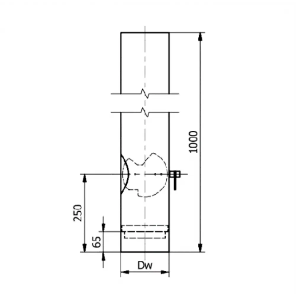 Труба стальная черная 1м. c конденсационным переходом, шибером, ревизией d150