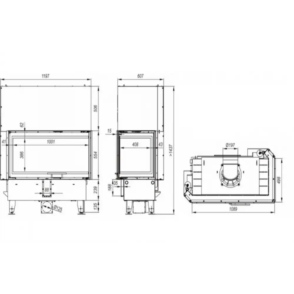 Камин угловой DEFRO HOME INTRA LA BP G (черный шамот)