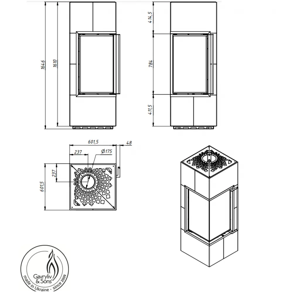 Аккумуляционная печь-камин Gavryliv&Sons AP40x40x80