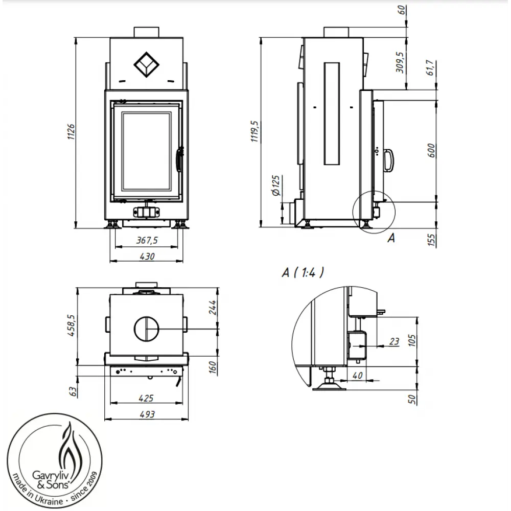 Камінна топка Gavryliv&Sons 42x60