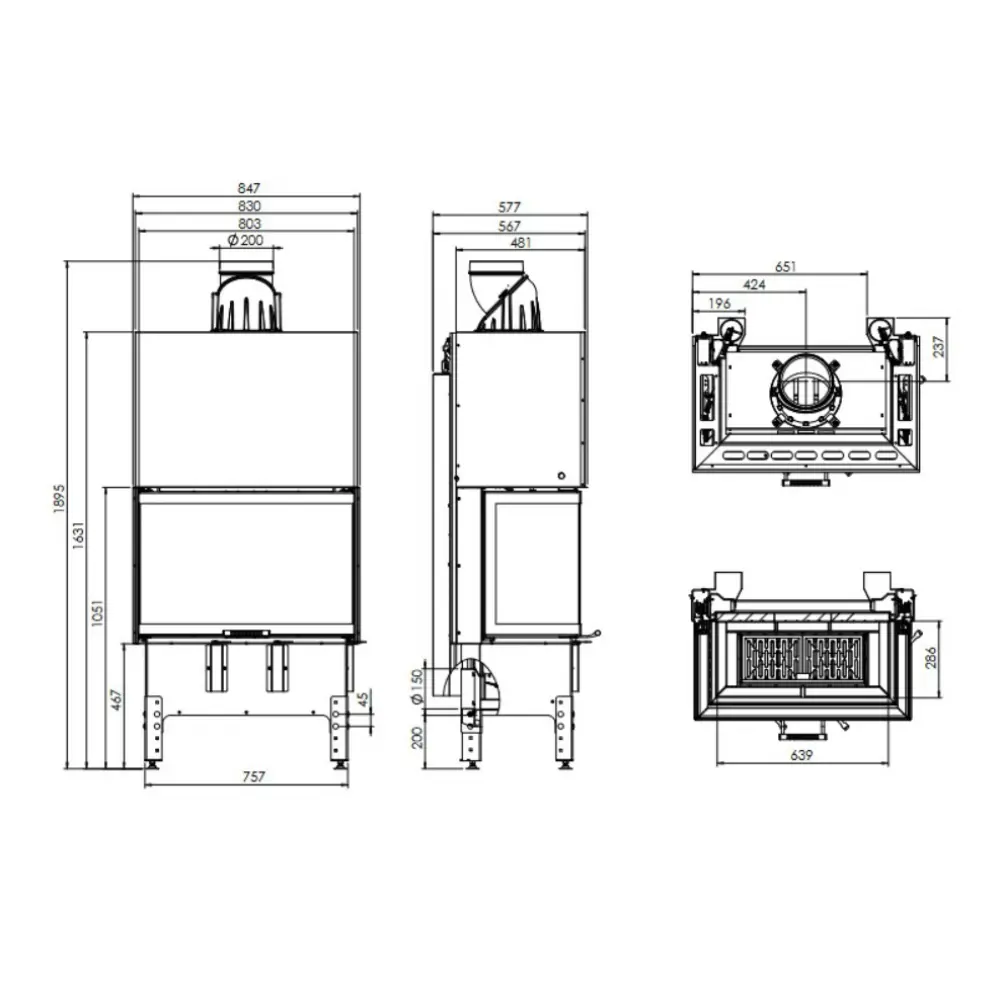 Каминная топка HITZE TRINITY TRI80X35X53.G