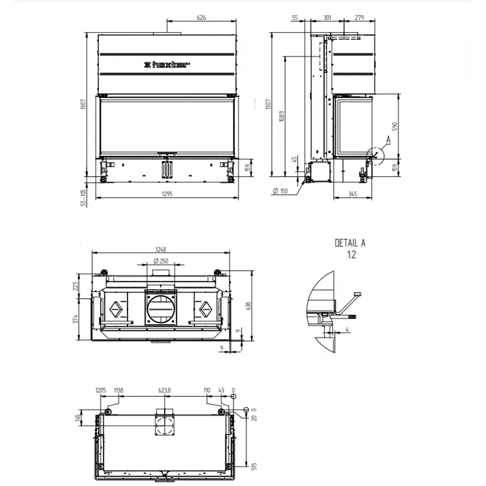 Каминная топка Hoxter UKA 37/125/37/57 h