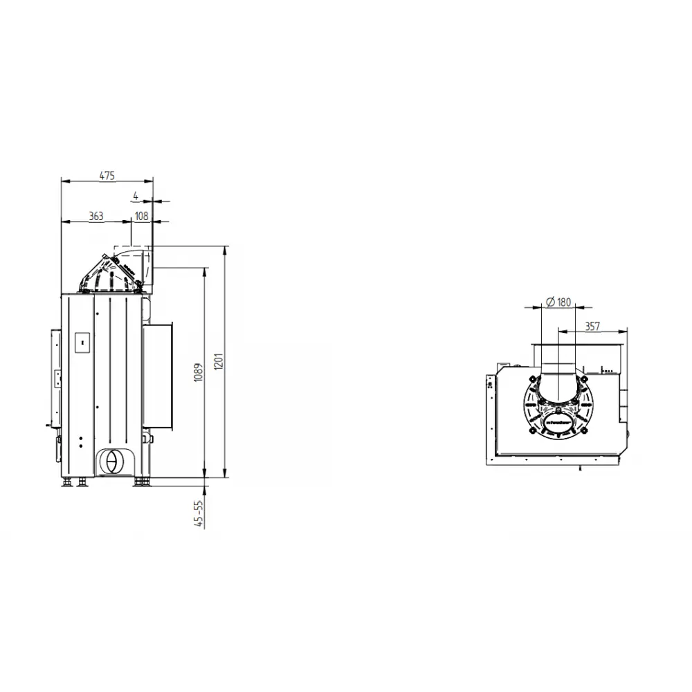 Каминная угловая топка Hoxter ECKA 67/45/51 a