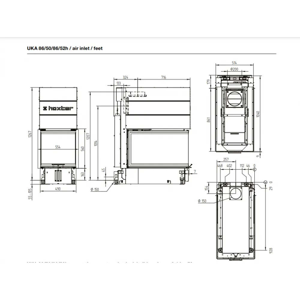 Каминная топка Hoxter UKA 86/50/86/52 h