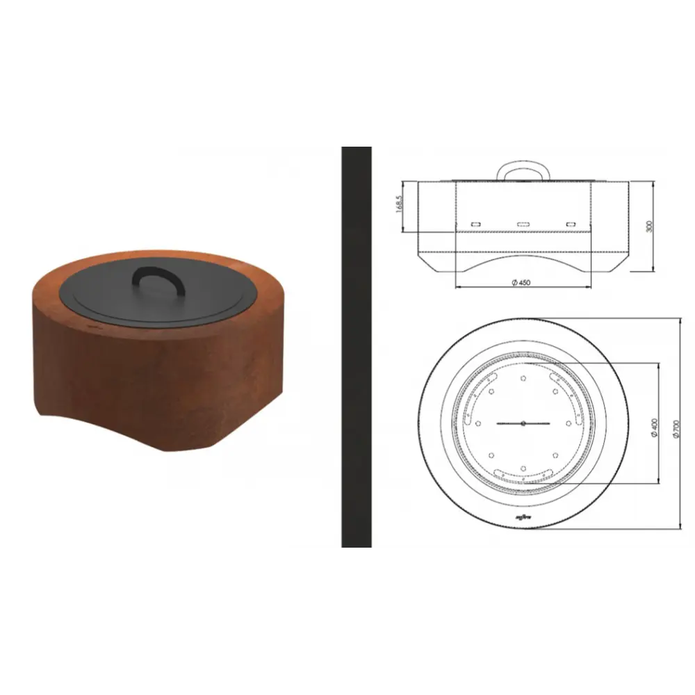 Садова чаша вогнище Infire CORTEN 700 ROUND