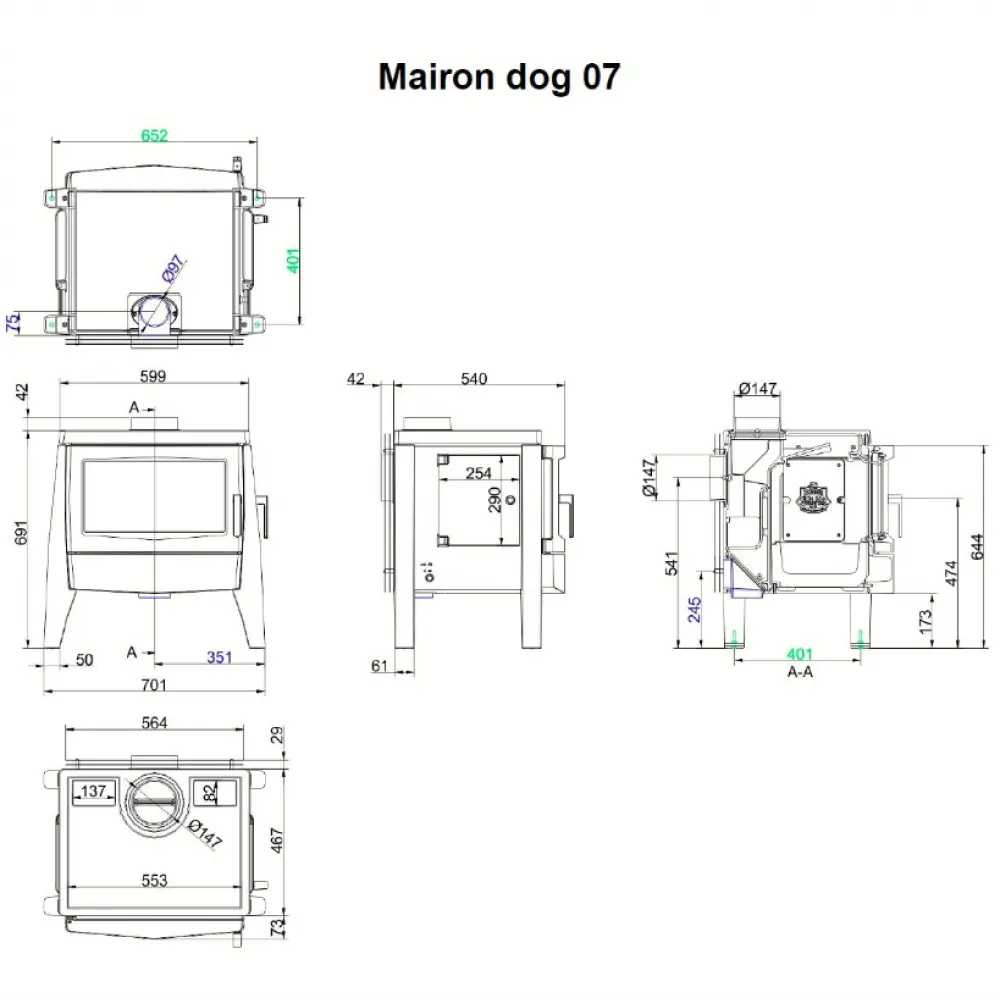 Чавунна піч-камін BRUNNE Iron dog 07