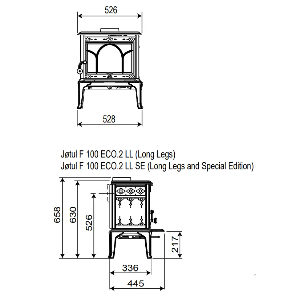 Чугунная печь-камин Jotul F 100 ECO.2 LL SE IVE