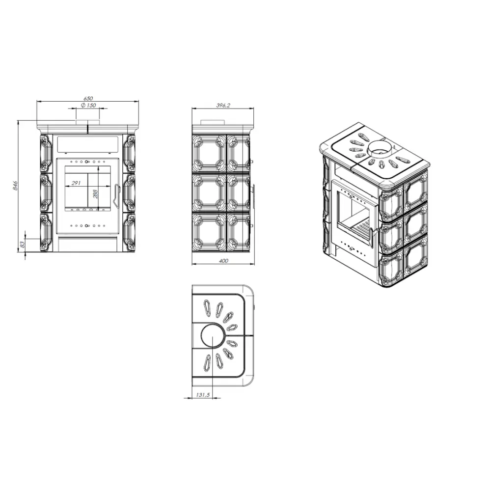 Изразцовая каминная печь NORDFLAM SENTRA WHITE