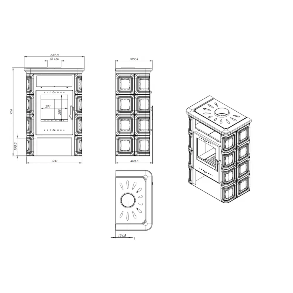 Изразцовая каминная печь NORDFLAM VERA GREEN