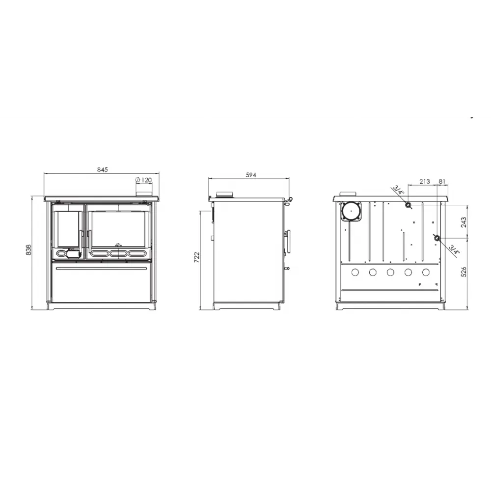 Отопительно варочная печь Plamen Termo Glas с водяным контуром