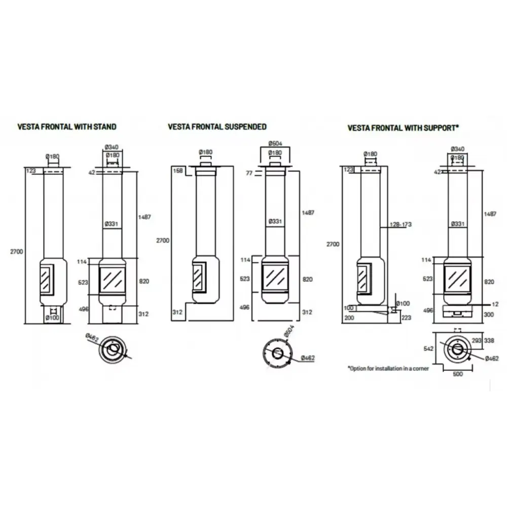 Дизайнерський камін Rocal Vesta Frontal