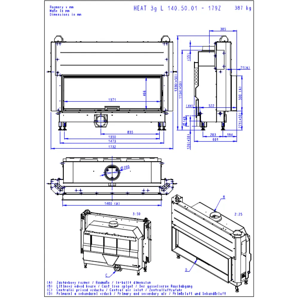 Каминная топка Romotop HEAT 3g L 140.50.01
