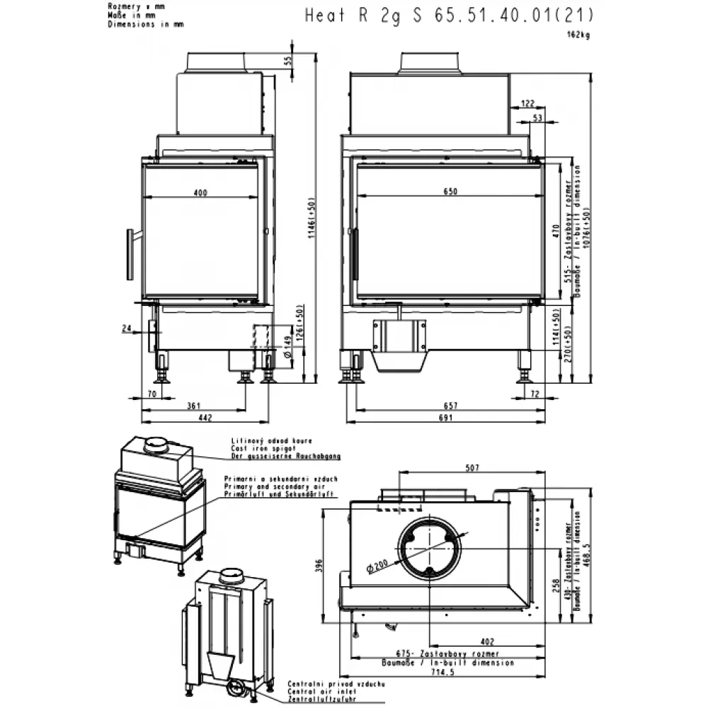 Камінна топка кутова Romotop HEAT L 4g S 65.51.40.26