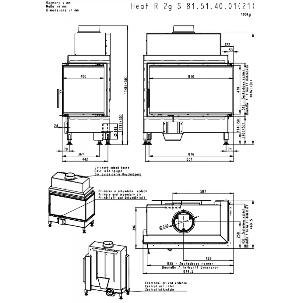 Камінна топка кутова Romotop HEAT R/L 2g S 81.51.40.21