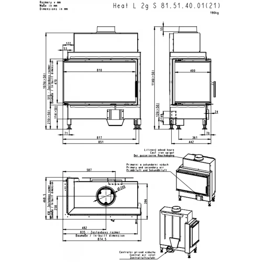 Камінна топка кутова Romotop HEAT R/L 2g S 81.51.40.21
