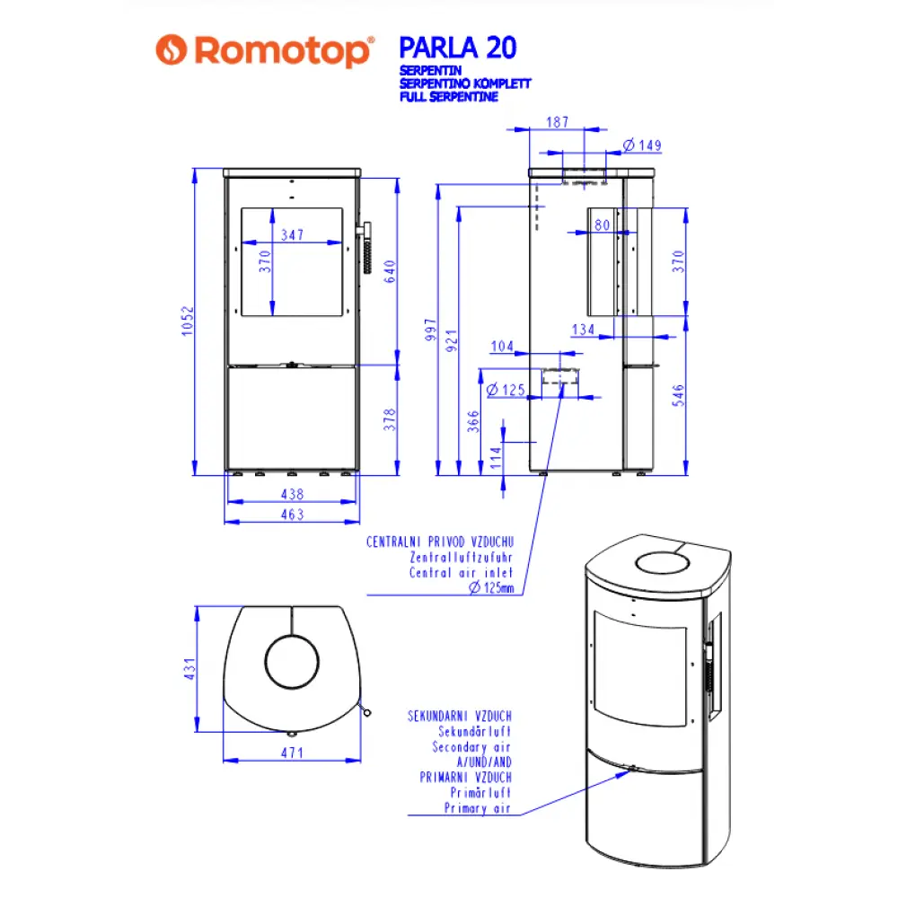 Каминная печь Romotop PARLA 3S 20 камень
