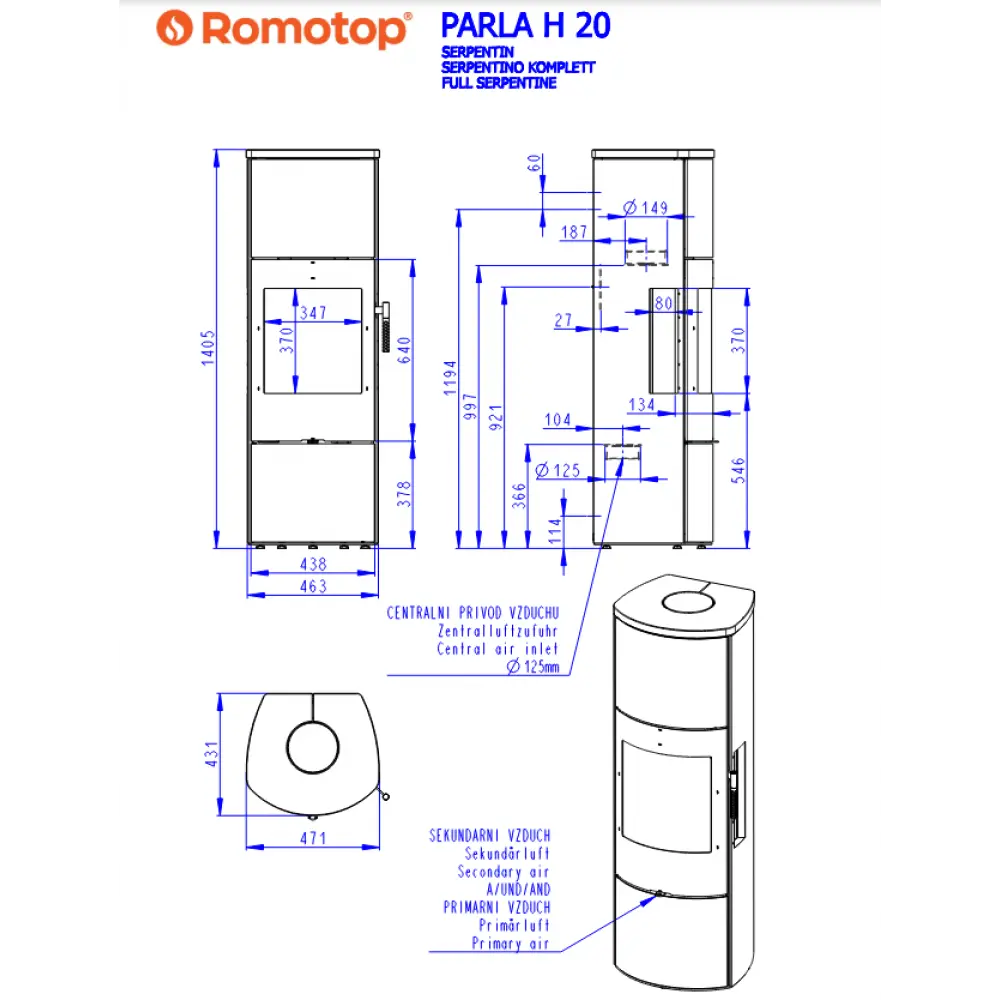 Каминная печь Romotop PARLA H 3S 30 сталь