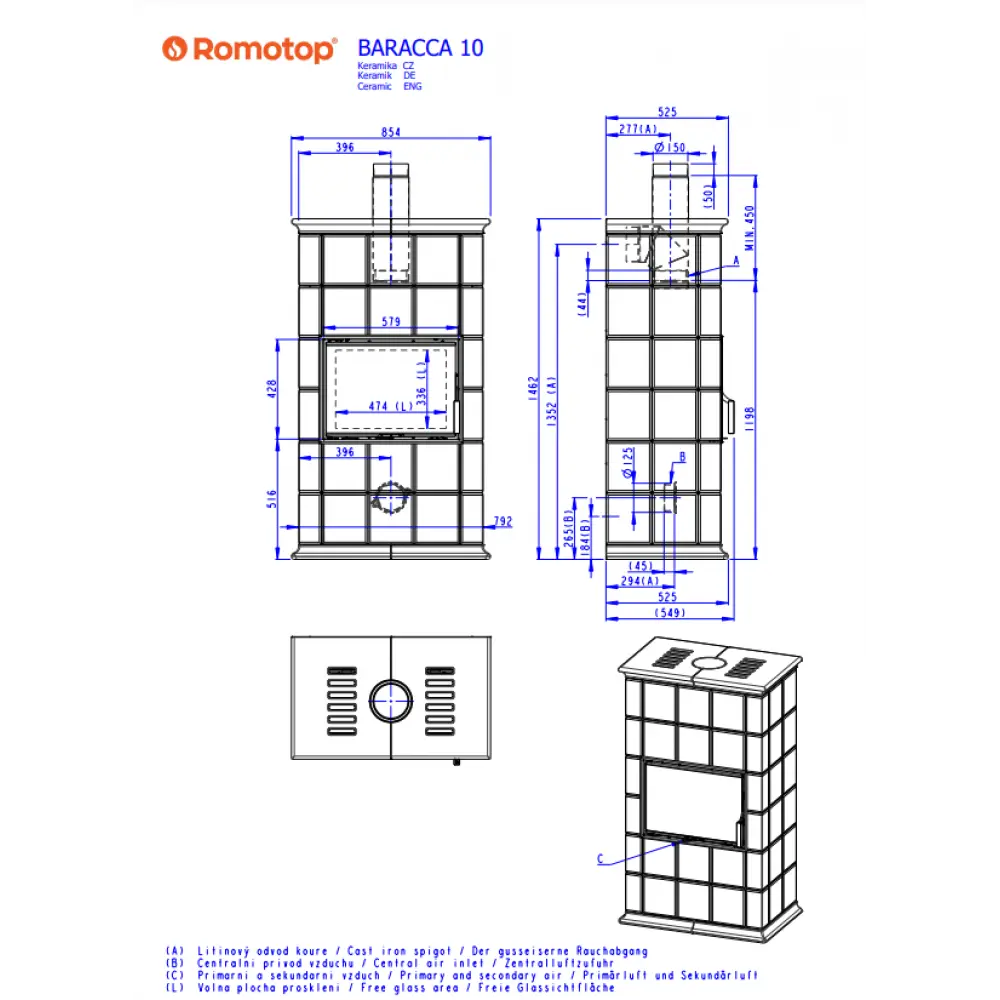 Кафельный камин Romotop BARACCA 10