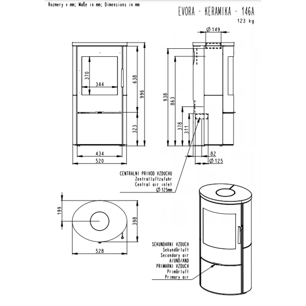 Камінна піч Romotop EVORA 10 кераміка Камінна піч Romotop EVORA 10 кераміка