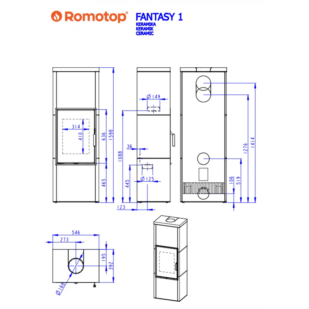 Кафельная печь-камин Romotop FANTASY 1