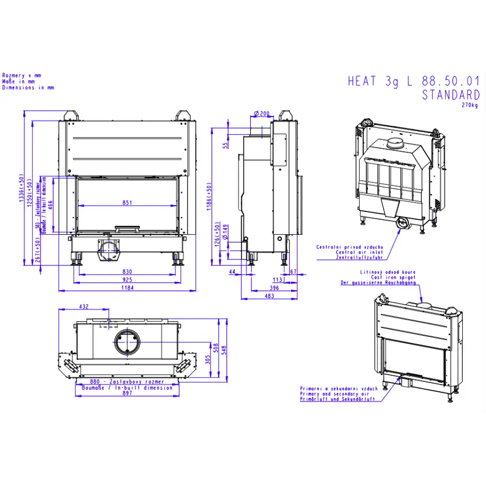 Каминная топка Romotop HEAT 3g L 88.50.04