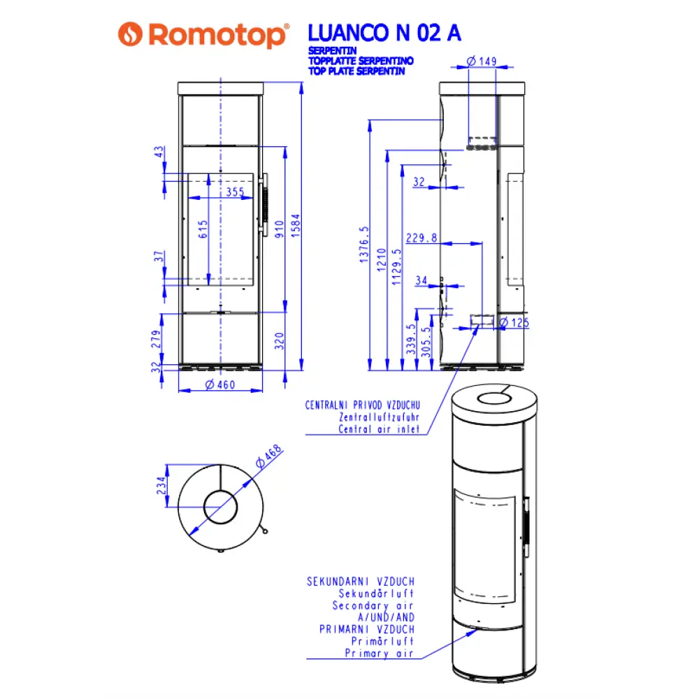 Камінна піч Romotop LUANCO N 02 AKUM камінь під акумуляцію