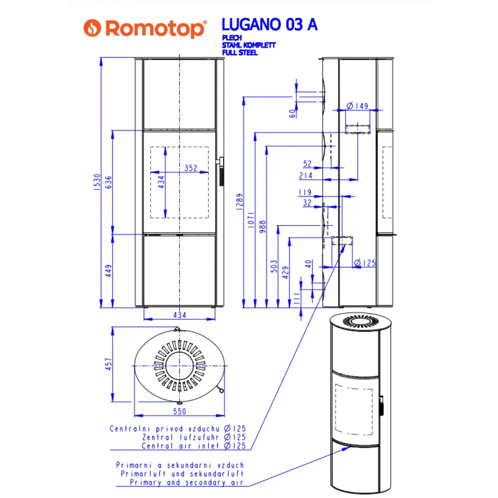 Піч камін під акумуляцію Romotop LUGANO 03 AKUM