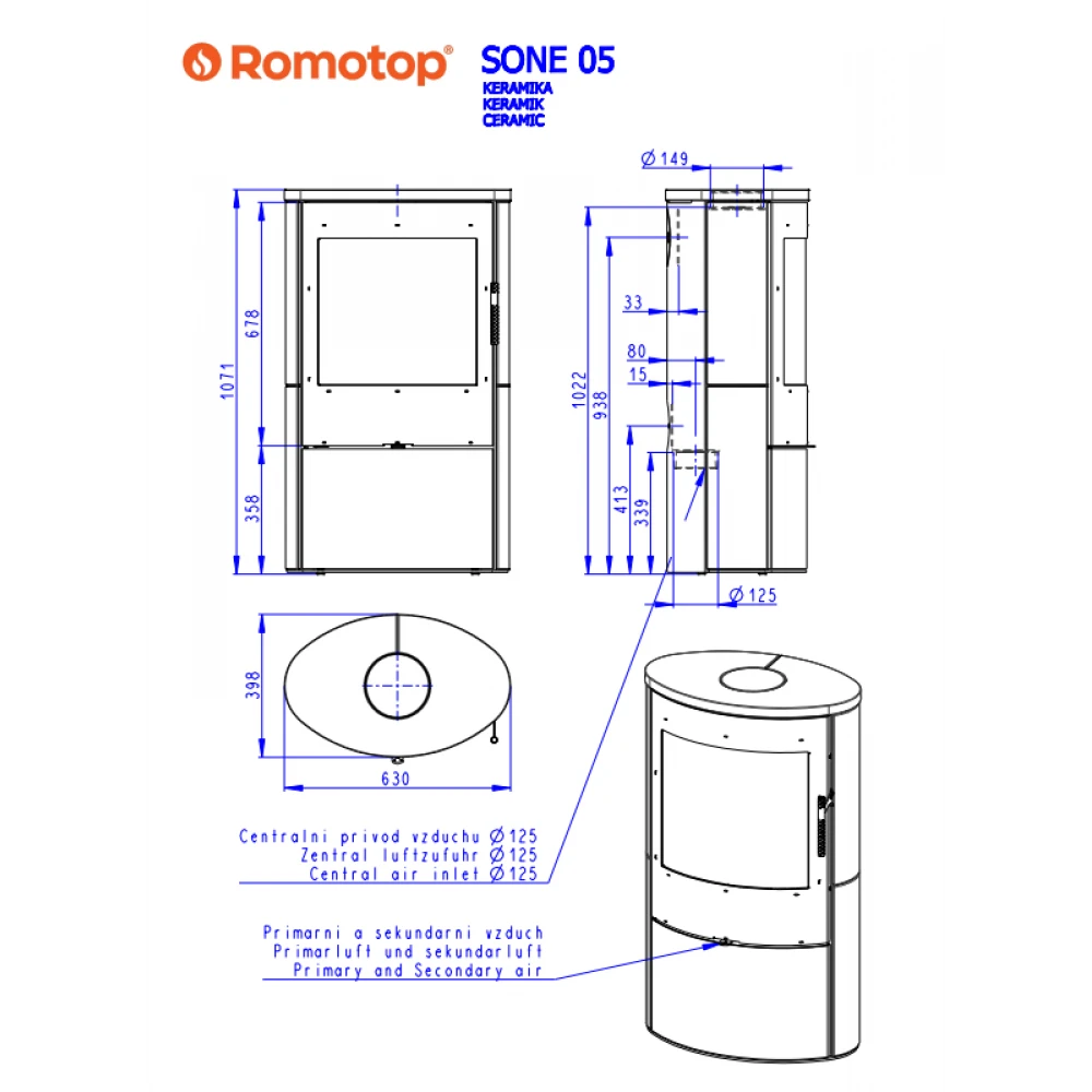 Камінна піч Romotop SONE 05 кераміка Камінна піч Romotop SONE 05 кераміка