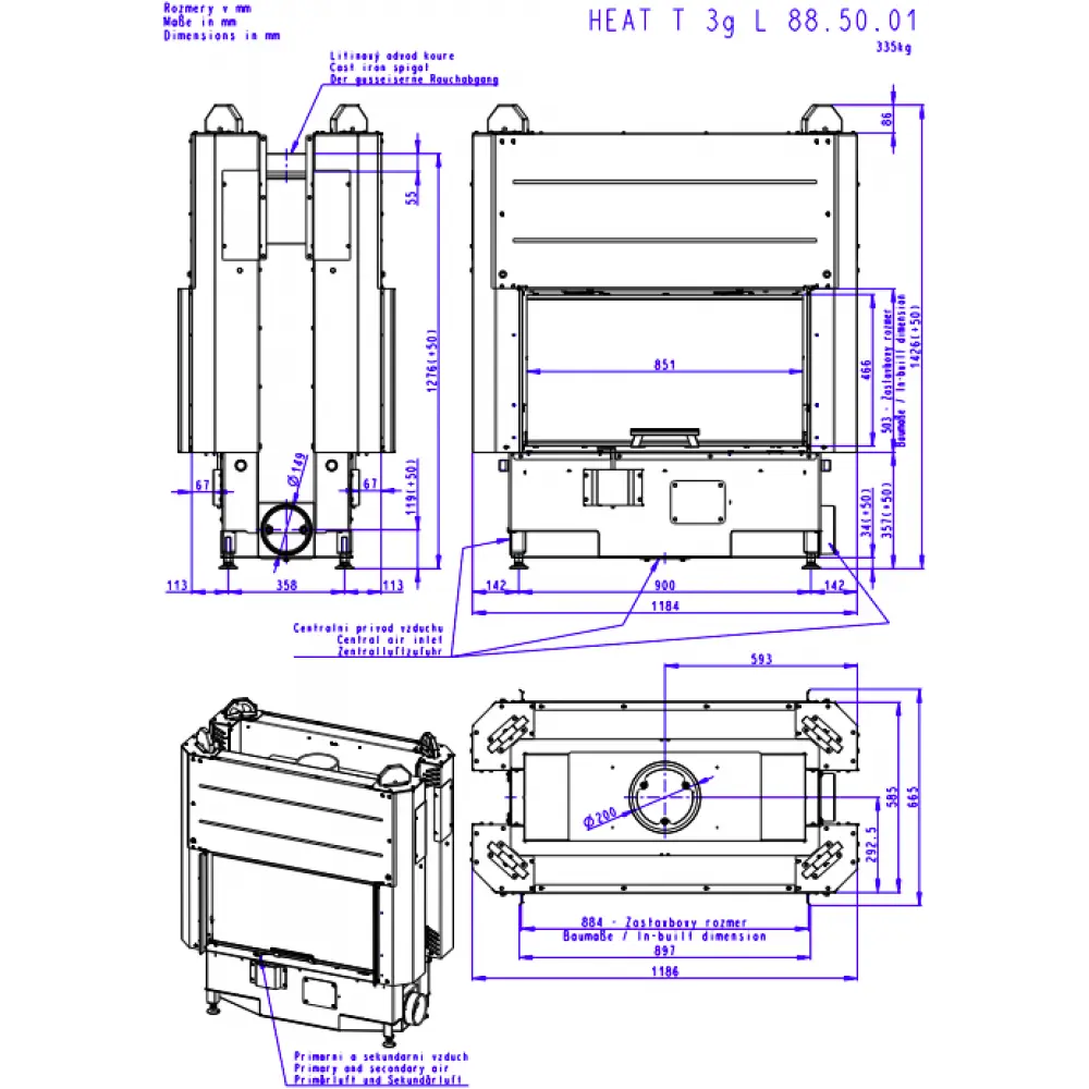 Каминная топка Romotop HEAT T 3g L 88.50.04