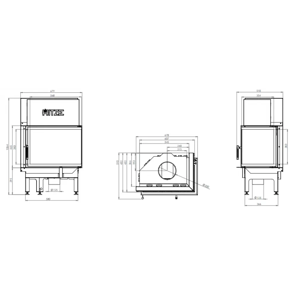 Каминная топка HITZE ALBERO AL11R.H-D угловая
