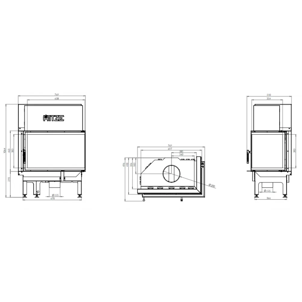Камінна топка HITZE ALBERO AL14L.H-D кутова