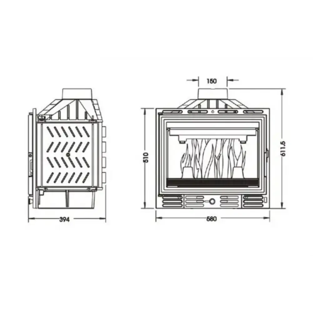 Каминная топка UNIFLAM 600 ECO с шибером чугунная