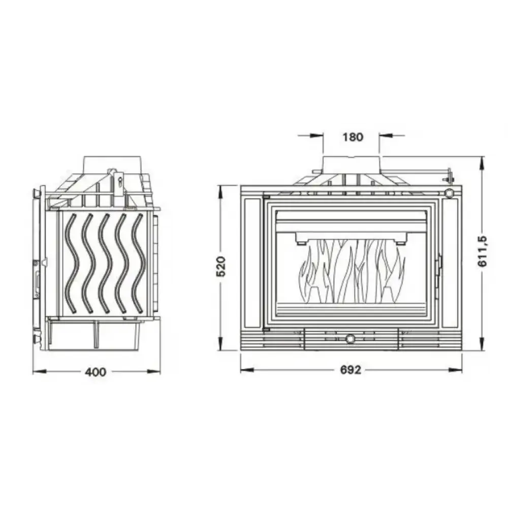 Каминная топка UNIFLAM 700 ECO с шибером чугунная