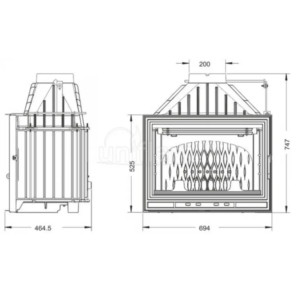 Каминная топка UNIFLAM 700 OPTIMA ECO с шибером чугунная