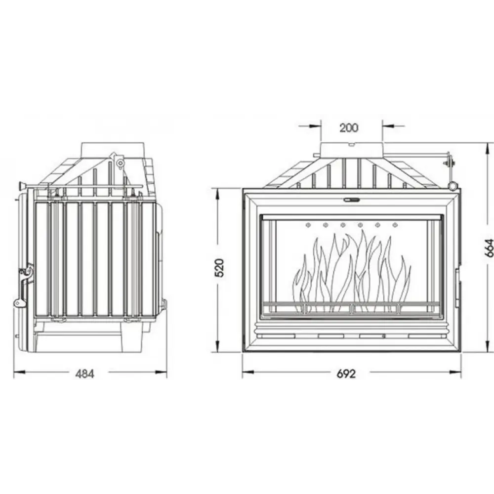 Каминная топка UNIFLAM 700 OPTION ECO с шибером чугунная