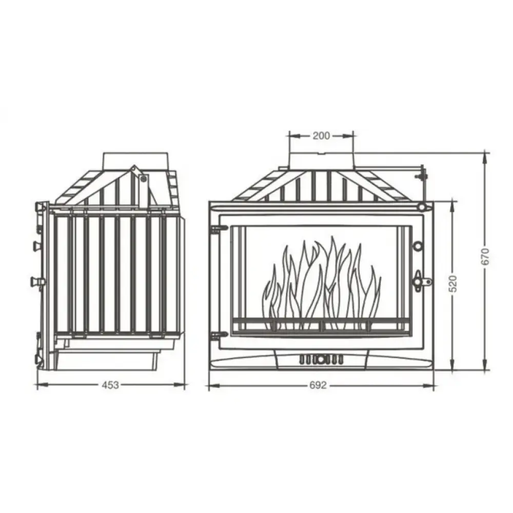 Камінна топка UNIFLAM 700 SELENIC праве скло з шибером чавунна